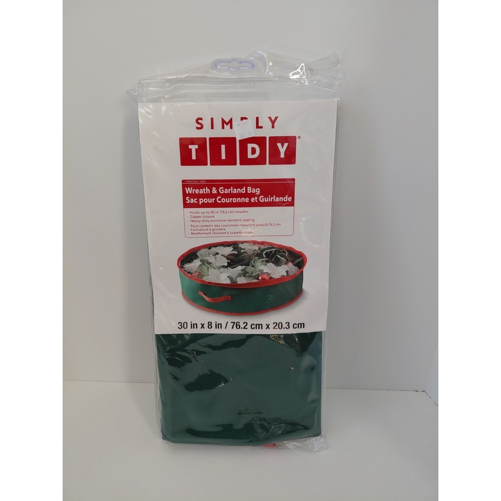 Simply Tidy Christmas Wreath & Garland Storage Bag 30" x 8" Heavy Duty- Zippered